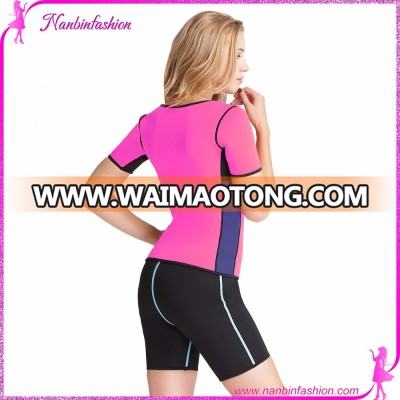 wholesale three colors short sleeve with zipper body shaper sweats